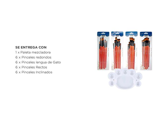 Set x24 Pinceles + Paleta Mezcladora para Arte Gadnic ART06 Para Artistas Pintura - 4
