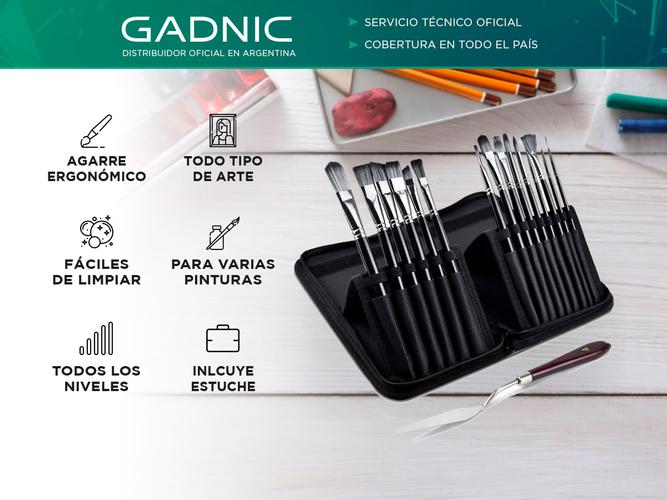 Set x17 Brochas Pinceles Gadnic Arte Pintura  - 1