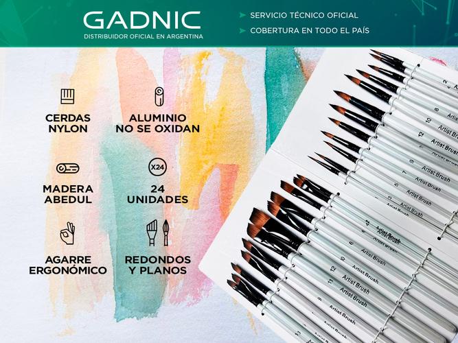 Set de 24 Pinceles de Artista Gadnic ART11 De Pintura Arte Acuarela - 1