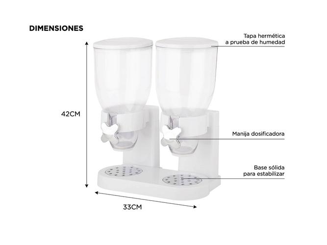 Dispenser de Cereales Gadnic Doble Cerealero Alimentos Secos - 4
