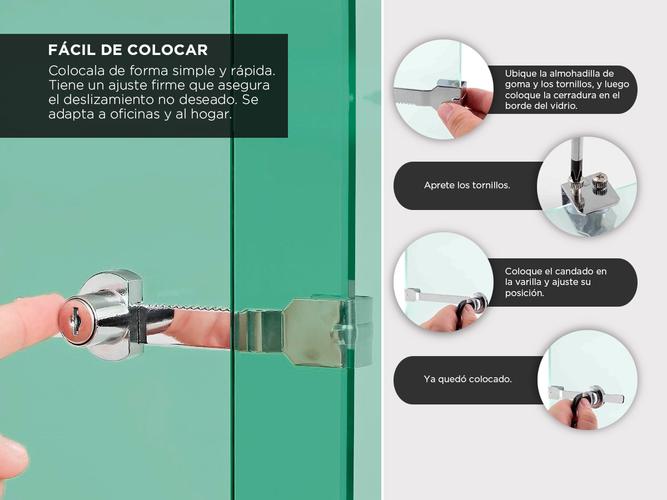 Cerradura Para Vidrio Gadnic Puerta Corrediza Mueble Ventana - 3