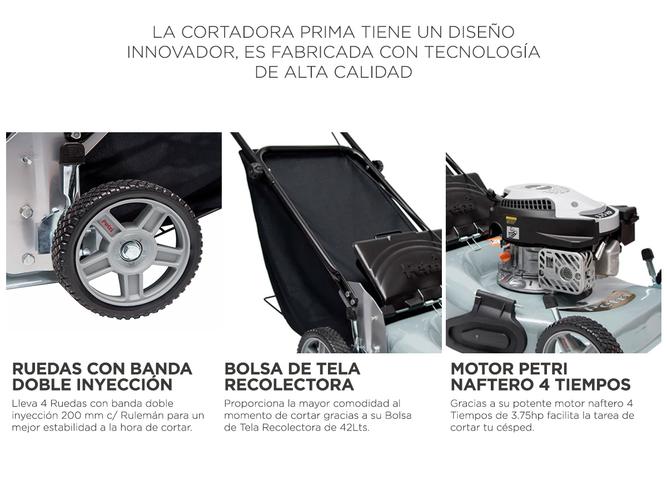 Cortadora de Césped Petri Prima Naftera 4T 3en1 3,75HP Bolsa Recolectora 42Lt - 4