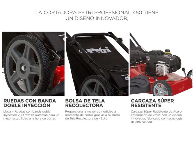 Cortadora de Césped Petri Profesional 450 3en1 Naftera Motor Briggs & Stratton 4T 4,5HP Recolector 45Lt - 4