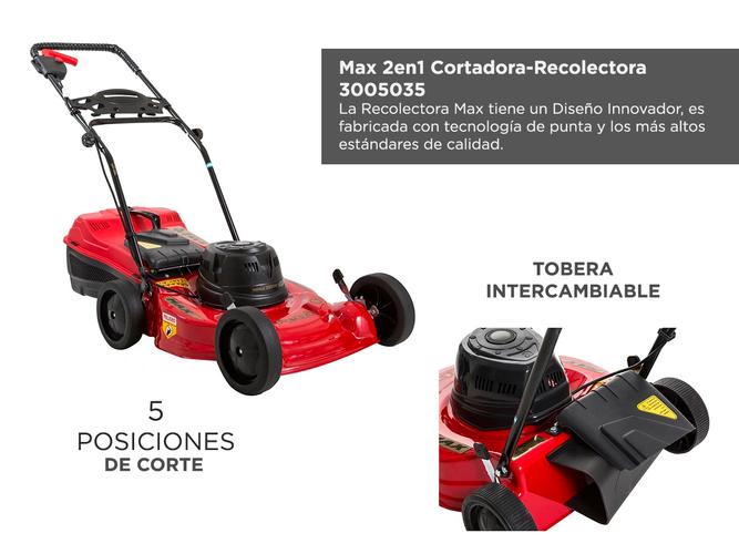 Cortadora de Césped Petri Max Eléctrica 2500w 2HP 2en1 Tobera de Descarga y Recolectora 32Lt - 3
