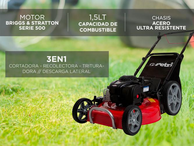 Cortadora de Césped Petri Profesional 500 3en1 Naftera Motor Briggs & Stratton 4T 5HP Recolector 45Lt - 2