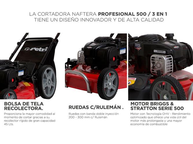 Cortadora de Césped Petri Profesional 500 3en1 Naftera Motor Briggs & Stratton 4T 5HP Recolector 45Lt - 4