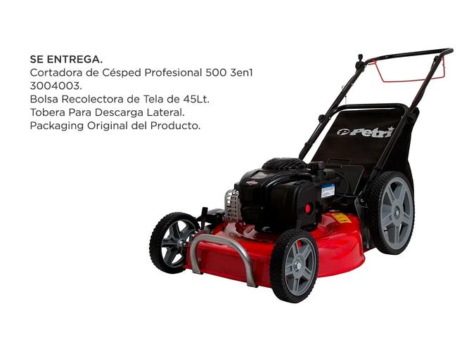 Cortadora de Césped Petri Profesional 500 3en1 Naftera Motor Briggs & Stratton 4T 5HP Recolector 45Lt - 5
