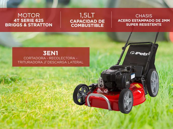 Cortadora de Césped Petri Profesional 625 3en1 Naftera Motor Briggs & Stratton 4T 6,25HP Recolector 45Lt - 2