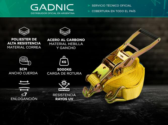 Cinta de amarre Tensor Traca Traka Gadnic Carga 5tn - 1