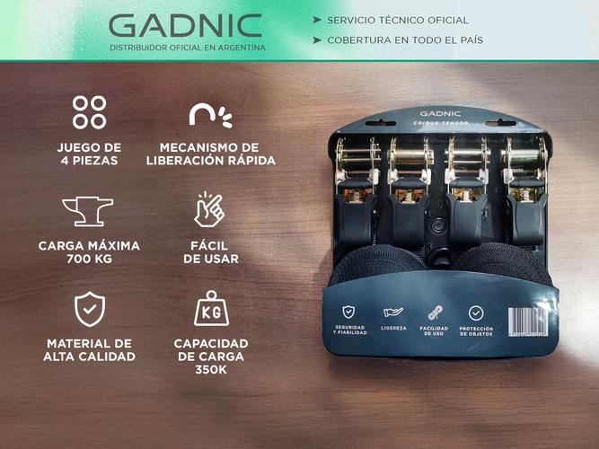Cinta De Amarre Con Crique Gadnic 4 Pzas 700kg 5mt 25mm Ancho Tensor Traca Traka - 1
