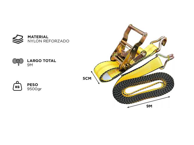 Cintas De Amarre Crique Gadnic 3tn 9m 50mm Ancho Tensor Traca Traka - 3