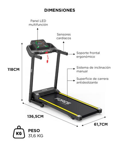 Cinta De Correr Force By Gadnic 128 Kmh Caminadora Con Inclinación Y App Fitness - 5