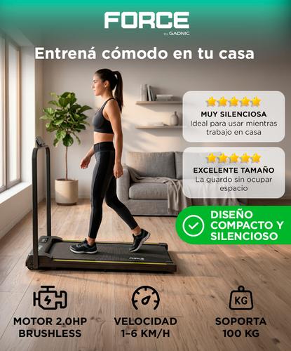 Cinta Caminadora Force By Gadnic Treadmill Ultraplana Motor Brushless 1-6 kmh Display LED Hogar - 1