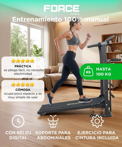 Cinta Magnética Para Correr Force By Gadnic Caminadora Plegable 100 Kg Pantalla Digital Con Soporte Para Abdominales - 1