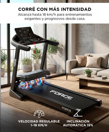 Cinta De Correr Force By Gadnic 35HP 18 Kmh Plegable Con Inclinación Automática Display LED Y MP3 Hasta 140 Kg - 2