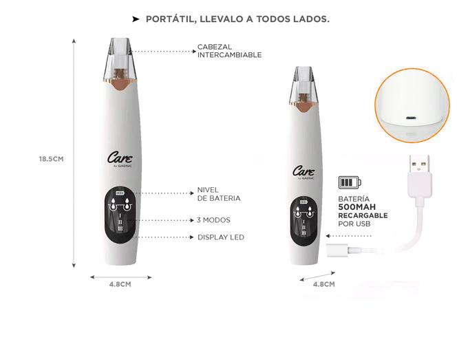 Limpiador Facial Removedor de Puntos Negros Gadnic Recargable  - 5