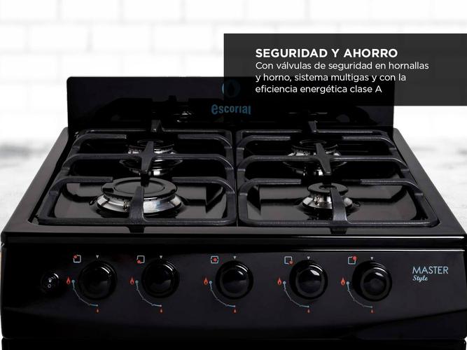 Cocina Escorial Master Style Black MultiGas 56cm Eficiencia A - 3