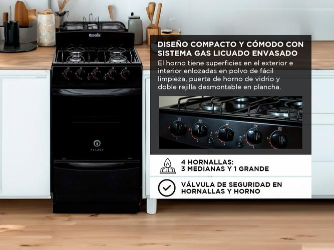Cocina Escorial Palace Cristal Gas Envasado 51cm  - 2