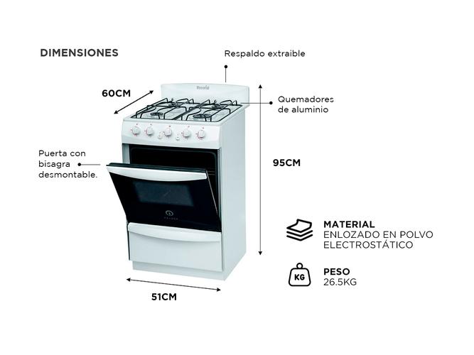 Cocina Escorial Palace Cristal Gas Envasado 51cm  - 3