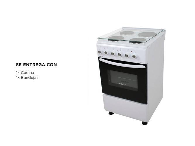 Cocina Electrica Philco 4 Hornallas Con tapa Blanca 50cm - 5