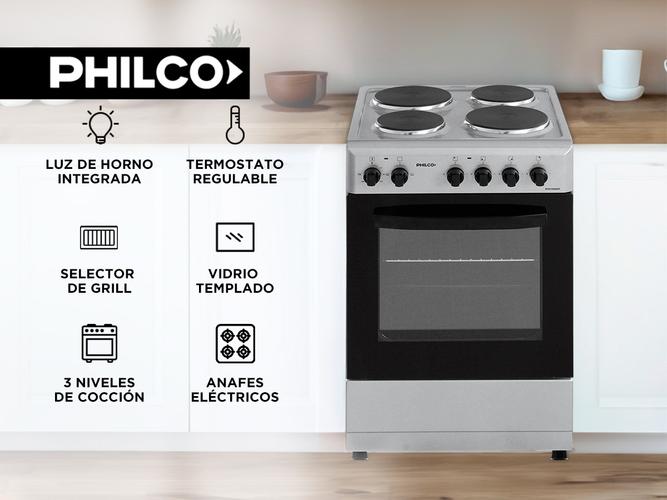Cocina Eléctrica Philco 4 Hornallas 60 Cm Silver - 1
