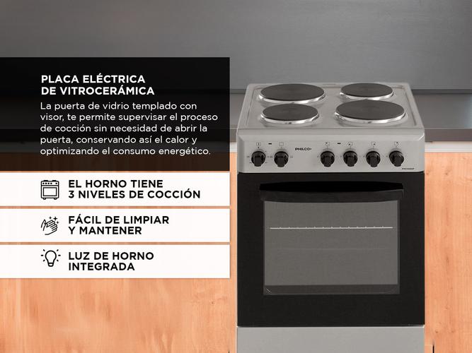 Cocina Eléctrica Philco 4 Hornallas 60 Cm Silver - 3