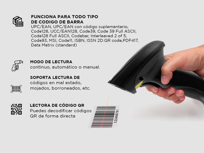 Lector Código de Barras Gadnic 2D USB Lee QR Alta Velocidad de Lectura  Soporte Usado - 3