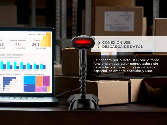 Lector Código de Barras Gadnic 2D USB Lee QR Alta Velocidad de Lectura  Soporte Usado - 4