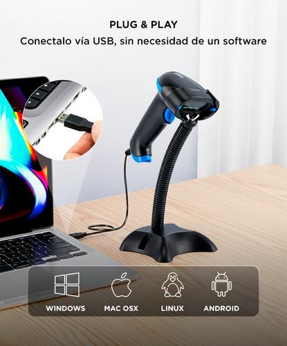 Lector Código de Barras Gadnic Inalámbrico USB Memoria Interna  Soporte - 3