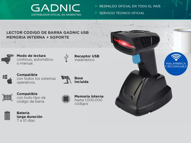 Lector Codigo de Barra Gadnic CODBAR04 Inalámbrico 1D2DQR - 1