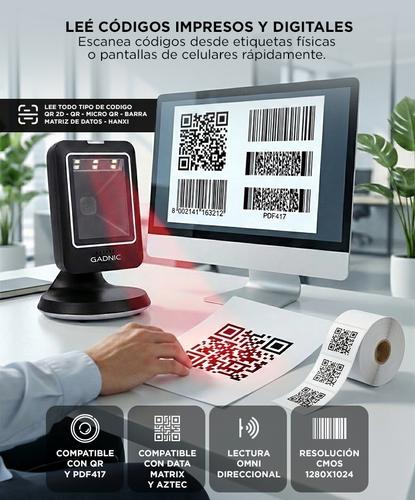 Lector de Código de Barras EasyScan Gadnic Omnidireccional 2D USB - 3