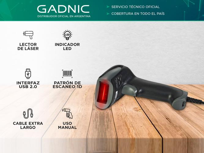 Lector de Código De Barras Gadnic Bar12 Láser Usb - 1