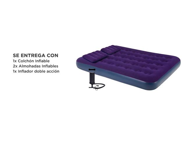 Colchón Inflable Avelini 2 Plazas Para Camping + Inflador Manual  - 5