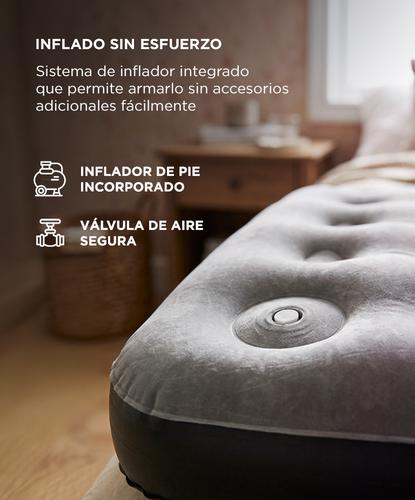 Colchon Inflable Doble Gadnic 191 x 137 x 22 cm Inflador De Pie Integrado Superficie Flocada PVC Laterales Base Reforzada - 2