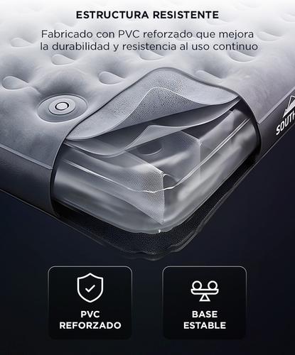 Colchon Inflable Doble Gadnic 191 x 137 x 22 cm Inflador De Pie Integrado Superficie Flocada PVC Laterales Base Reforzada - 4