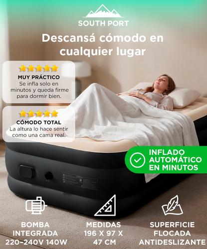 Colchón Inflable Individual Gadnic Bomba Eléctrica Incorporada PVC Superficie Flocada 220V 140W - 1