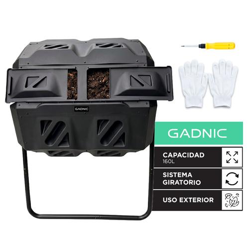 Compostera Giratoria Gadnic 160 Litros Para Jardín Exterior Doble Cámara - 0