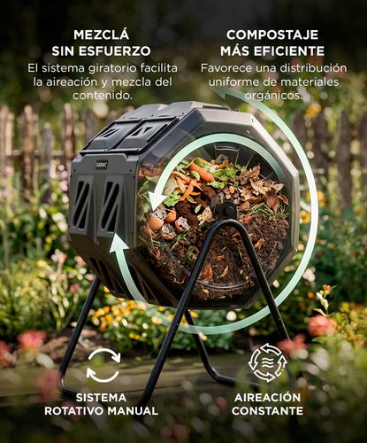 Compostera Giratoria Gadnic 160 Litros Para Jardín Exterior Doble Cámara - 2