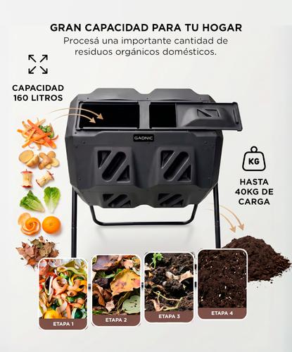 Compostera Giratoria Gadnic 160 Litros Para Jardín Exterior Doble Cámara - 3