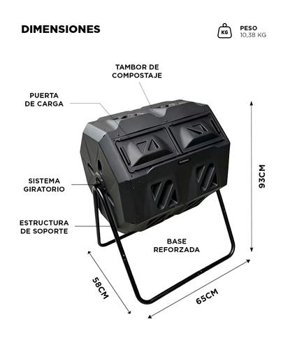 Compostera Giratoria Gadnic 160 Litros Para Jardín Exterior Doble Cámara - 5