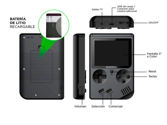 Consola para Juegos Gadnic GM1 Retro 8 Bit 168 Juegos + Remoto - 4