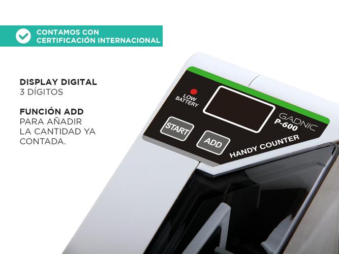Contadora De Billetes Gadnic P-600 Mini Portátil 600 BillMin Función ADD Outlet - 3