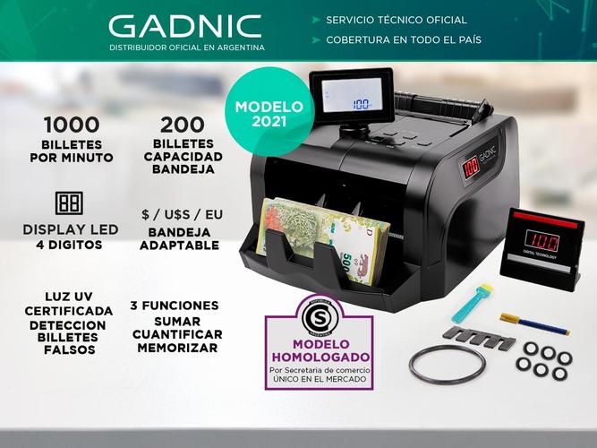 Contadora De Billetes Gadnic C-4200 Portable Homologada Doble Visor Detecta Falsos Usado - 1