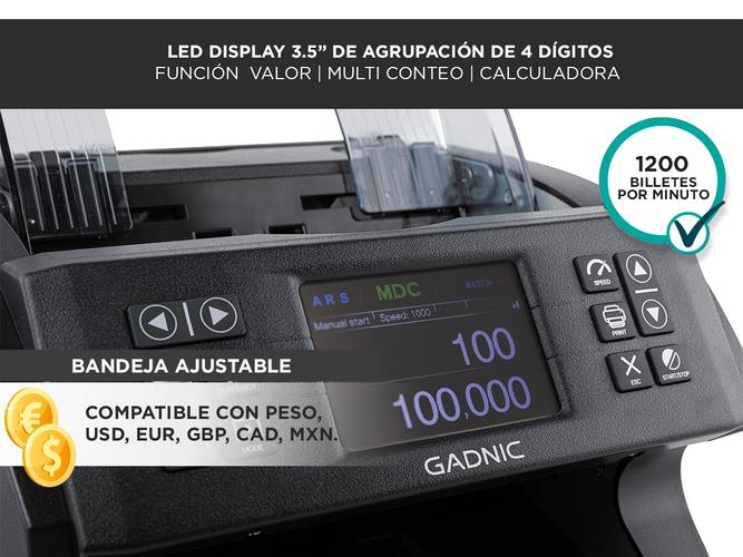 Contadora De Billetes Gadnic C-10 1200 BillMin Homologada Detector Falsos UV y MG Usado - 4