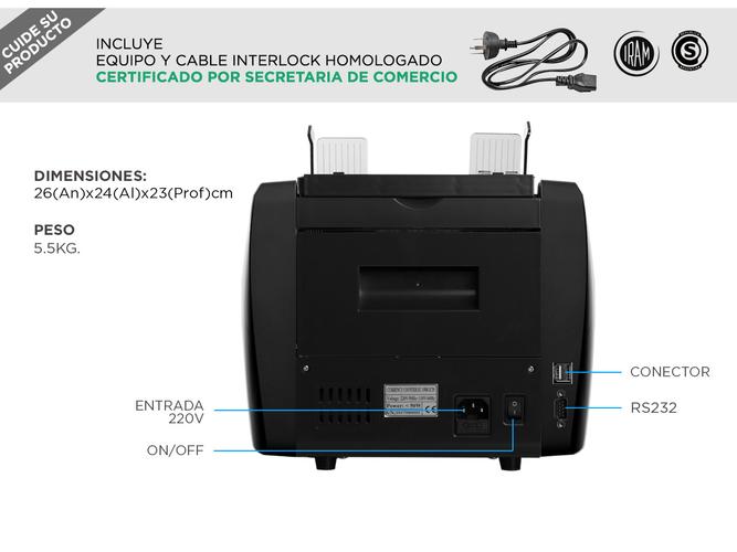 Contadora De Billetes Gadnic C-10 1200 Bill/Min Homologada Detector Falsos UV y MG - 5