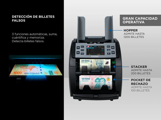Contadora de Billetes Gadnic 1000min UV IR MG CIS Compacta - 3