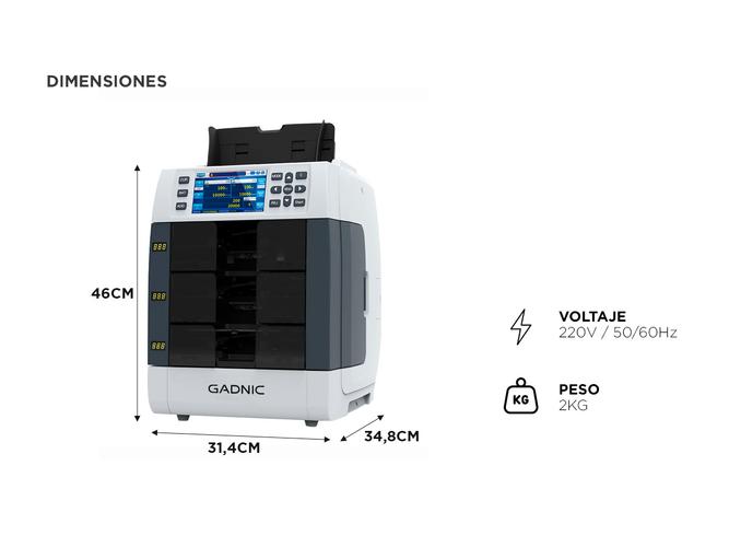 Contadora de billetes Gadnic Detección Multisensor Esterilización UV y Clasificación Multidivisa - 4