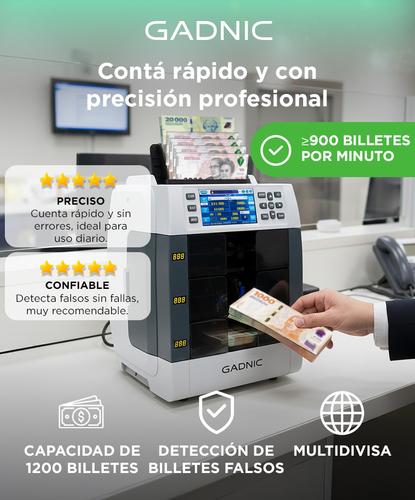 Contadora de billetes Gadnic Detección Multisensor Esterilización UV y Clasificación Multidivisa - 1
