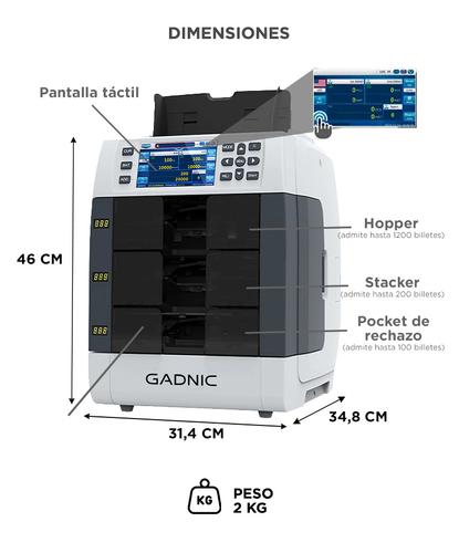 Contadora de billetes Gadnic Detección Multisensor Esterilización UV y Clasificación Multidivisa - 5