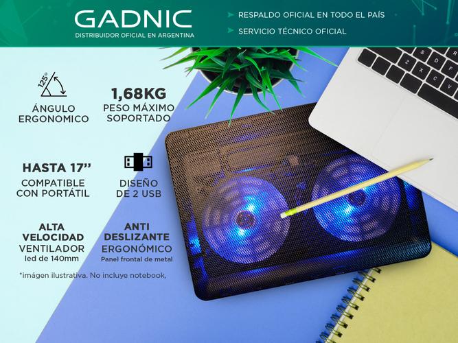 Cooler Notebook Gadnic Base Refrigerante Radiador Doble Ventilación - 1